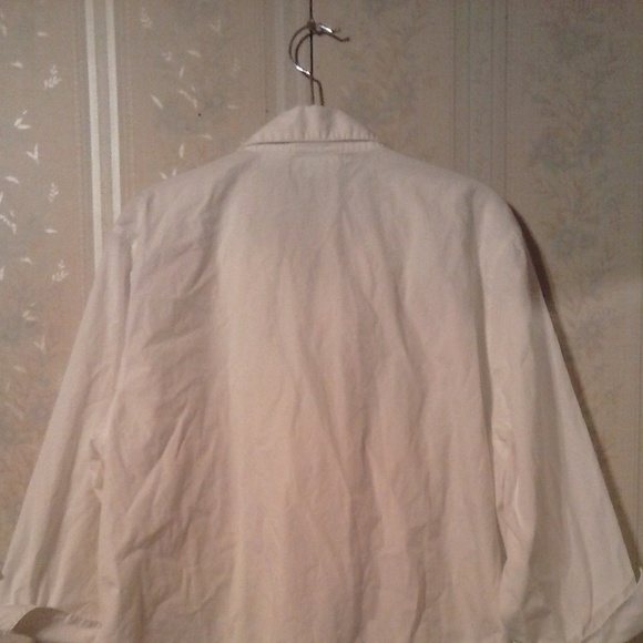 *WHITE HIDDEN ZIPPER UP 3/4 SLEEVE COLLAR SHIRT - Picture 6 of 6